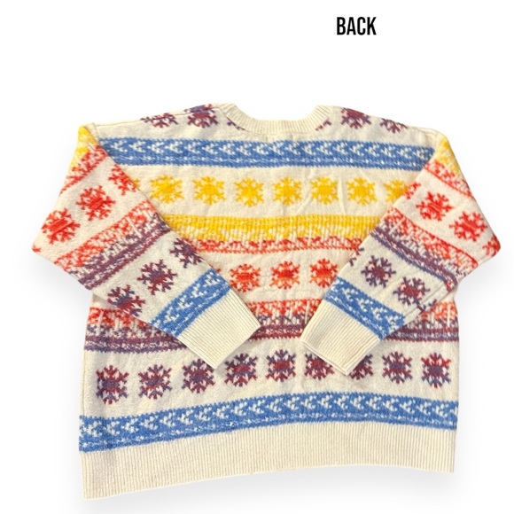Old Navy Wool Blend Fair Isle Crewneck XXL Tall Cottagecore Winter Apres Ski - Picture 2 of 5